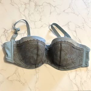 Panache Masquerade 38E like new blue and gray balcony bra underwire
